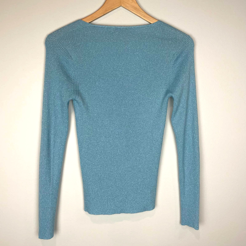 ETRO Scoop Neck Shimmer Lightweight Long Sleeve Sweater - Picture 2 of 6